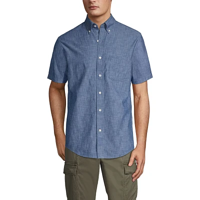 Lands' End Big & Tall Short Sleeve Button Down Chambray Shirt