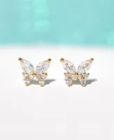 Girls Crew Faux Cubic Zirconia Remember Me Butterfly Stud Earrings