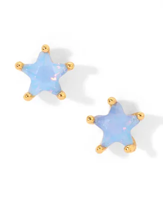 Girls Crew Faux Cubic Zirconia Milky Blue Star Stud Earrings
