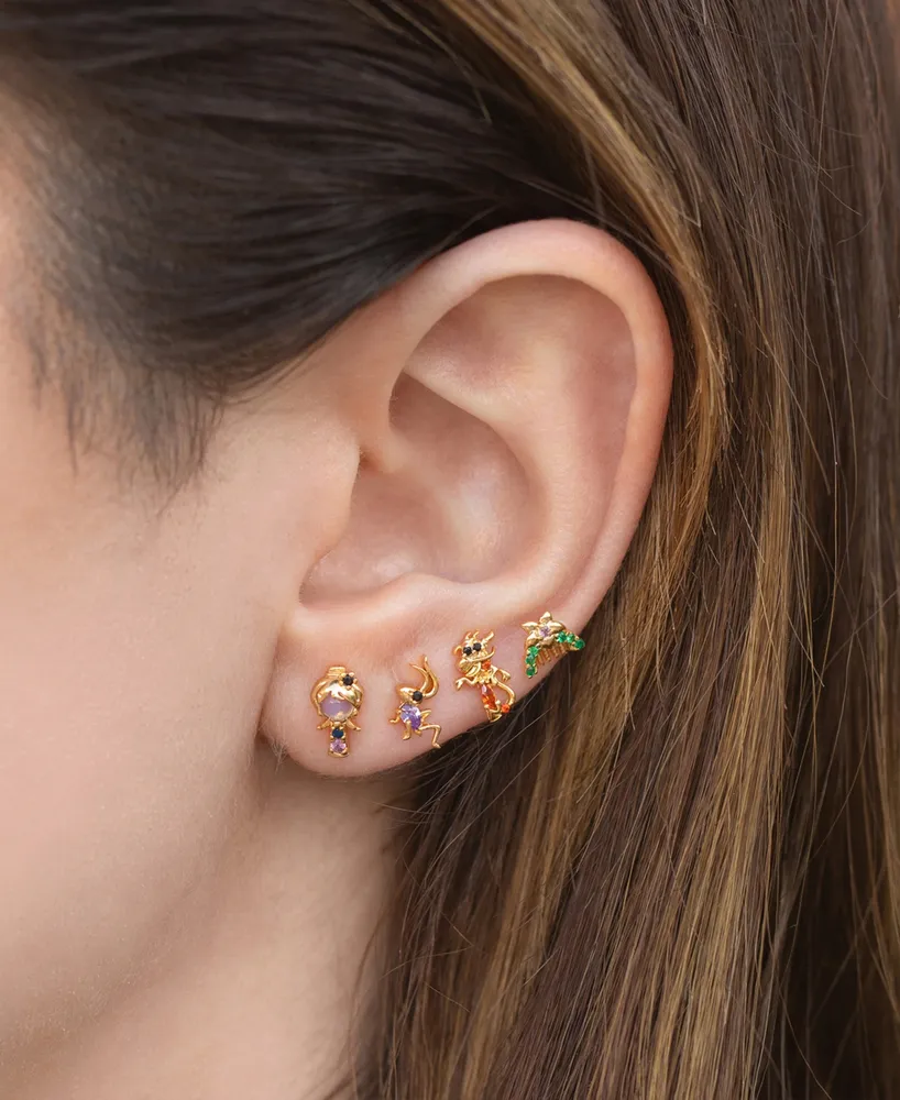 Girls Crew Crystal Multi-Color Disney Princess Mulan Stud Earring Set