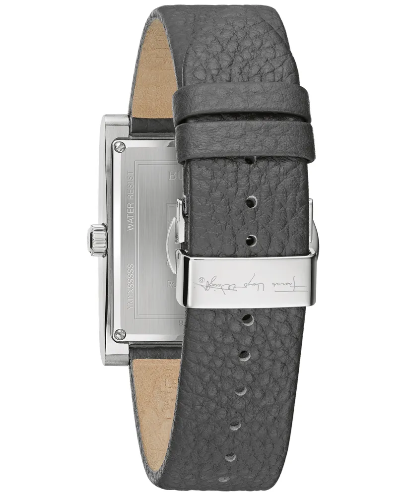 Bulova Men's Frank Lloyd Wright Robie House Gray Leather Strap Watch 31mm