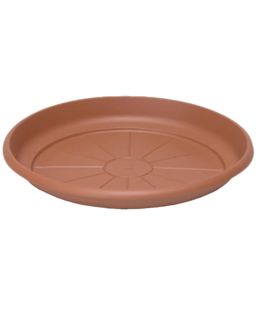 Crescent Garden In Outdoor Emma Round Plastic Flower Pot Terracotta Colored Saucer