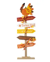 Glitzhome 42.75" H Thanksgiving Wooden Turkey Word Sign Porch Decor