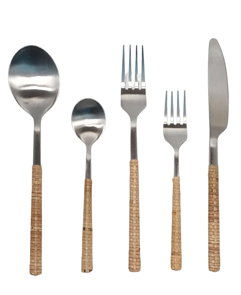 Oster Granger 5pc Cutlery Set with Halfmoon Natural Wood Block