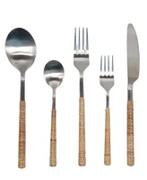 Artifacts Trading Company Rattan Stainless Steel 5 Piece Cutlery Set with Gift Box