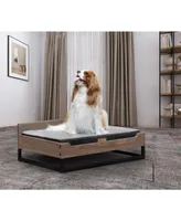 TailZzz Milo Wooden Pet Bed with Mattress | to Pet Bed with Mattress | Elevated Pet Bed | Water