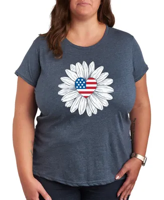 Air Waves Trendy Plus Flower Flag Graphic T-shirt