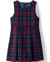 Lands' End Child School Uniform Girls Plus Plaid Jumper Dress Top of Knee