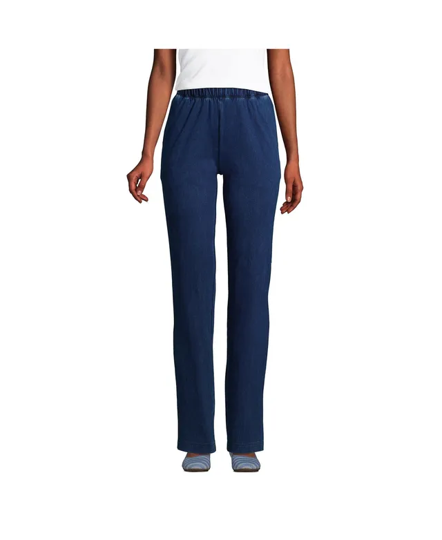 Lands' End Plus Sport Knit Denim High Rise Elastic Waist Pull On Pants