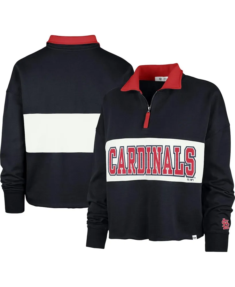 Women's '47 Brand Navy St. Louis Cardinals Remi Quarter-Zip Cropped Top