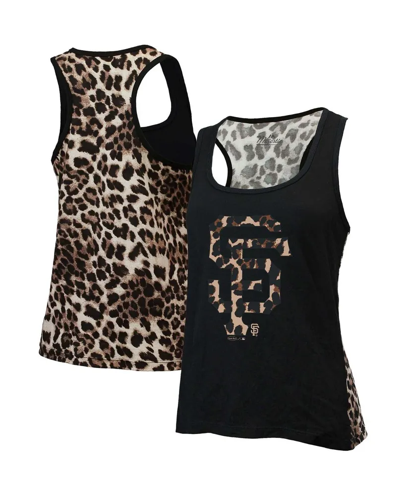 Women's Majestic Threads Black San Francisco Giants Leopard Tank Top