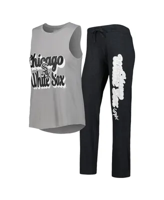 Women's Concepts Sport Heather Black, Gray Chicago White Sox Wordmark Meter Muscle Tank Top and Pants Sleep Set