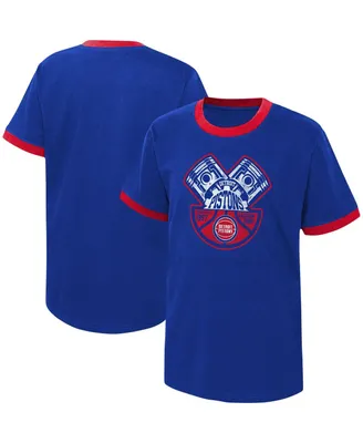 Big Boys and Girls Blue Detroit Pistons Hoop City Hometown Ringer T-shirt
