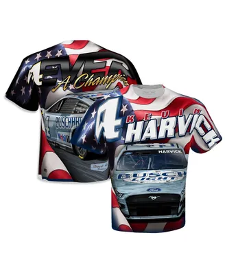 Men's Stewart-Haas Racing Team Collection White Kevin Harvick Sublimated Patriotic T-shirt
