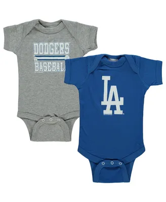Boys and Girls Newborn Infant Soft As A Grape Royal, Gray Los Angeles Dodgers 2-Piece Body Suit