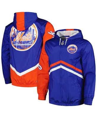 Men's Mitchell & Ness Royal New York Mets Undeniable Full-Zip Hoodie Windbreaker Jacket