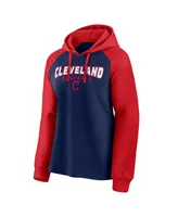 Women's Fanatics Navy and Red Cleveland Guardians Recharged Raglan Pullover Hoodie