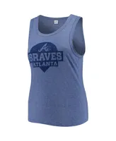 Women's Soft As A Grape Navy Atlanta Braves Plus High Neck Tri-Blend Tank Top