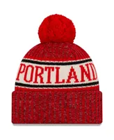 Men's New Era Red Portland Trail Blazers Sport Cuffed Knit Hat with Pom