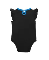 Newborn and Infant Boys and Girls Black, Blue Miami Marlins Three-Piece Love of Baseball Bib, Bodysuit and Booties Set