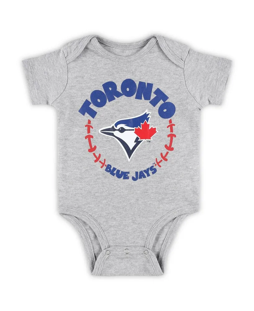 Newborn and Infant Boys Girls Powder Blue, White, Heather Gray Toronto Blue Jays Biggest Little Fan 3-Pack Bodysuit Set