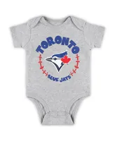 Newborn and Infant Boys Girls Powder Blue, White, Heather Gray Toronto Blue Jays Biggest Little Fan 3-Pack Bodysuit Set