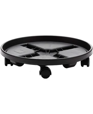 Bloem Plant Caddie With Saucer Tray and Wheels, Round, Black 16 Inches