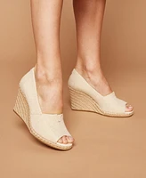 Toms Women's Michelle Recycled Peep-Toe Espadrille Wedges