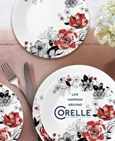 Corelle Vitrelle Chelsea Rose 12-Piece Dinnerware Set, Service for 4