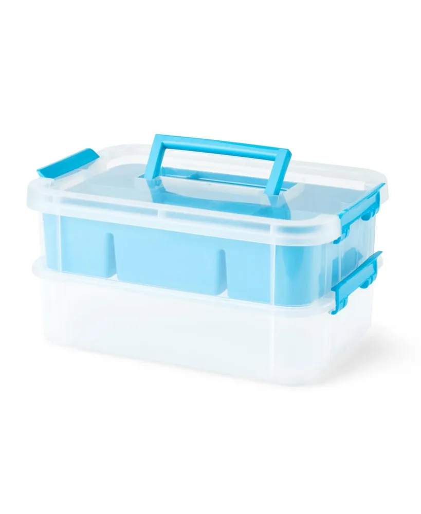 Jtj Sourcing Bins & Things Stackable Storage Container with Organizers - 2  Trays - Blue - Craft Storage / Craft Organizers and Storage