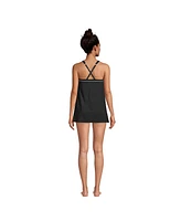 Lands' End Women's Dd-Cup High Neck Swim Dress One Piece Swimsuit Adjustable Straps