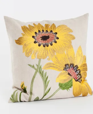 Saro Lifestyle Le Tournesol Embroidered Decorative Pillow, 18" x