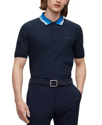 Boss by Hugo Men's Striped Collar Slim-Fit Polo Shirt