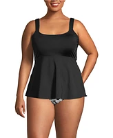 Lands' End Plus Adjustable Scoop Neck Flutter Tankini Top