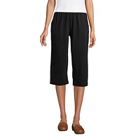 Lands' End Petite Sport Knit High Rise Elastic Waist Pull On Capri Pants