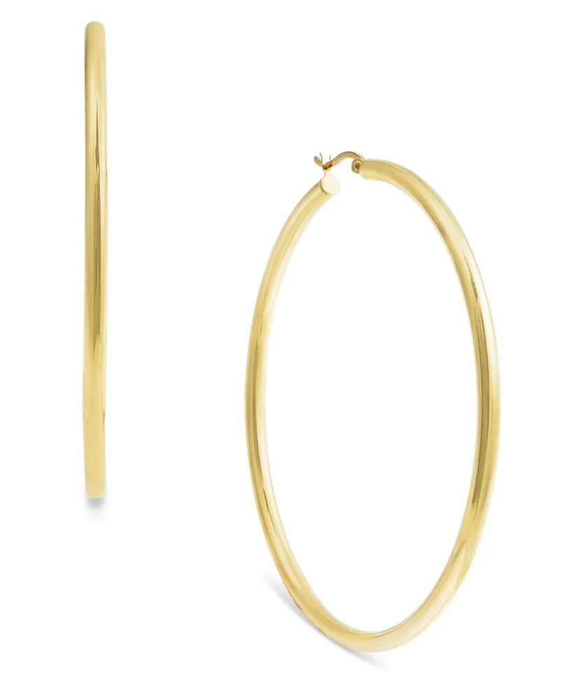 Round Hoop Earrings 14k Gold Over Silver