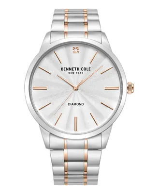 Kenneth Cole New York Men's Quartz Genuine Diamond Accents Two-Tone Stainless Steel Watch 43.5mm