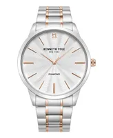 Kenneth Cole New York Men's Quartz Genuine Diamond Accents Two-Tone Stainless Steel Watch 43.5mm