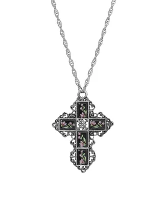 Symbols of Faith Enamel Cross Flower Necklace
