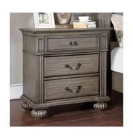 Simplie Fun 1 Piece Nightstand Only Traditional Solid Wood 3-Drawers Ball Bearing Metal Glides Brass