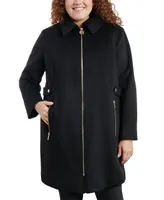 Michael Kors Women's Plus Club-Collar Zip-Front Coat