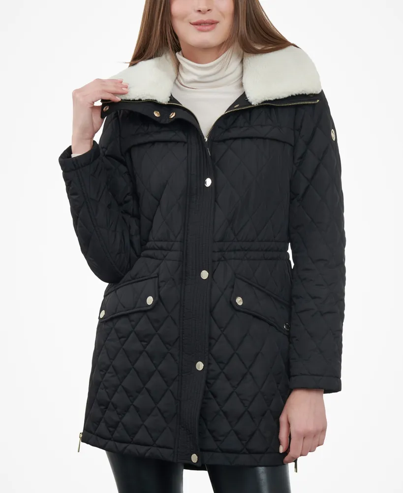 Michael Kors Women's Faux-Fur-Collar Quilted Coat