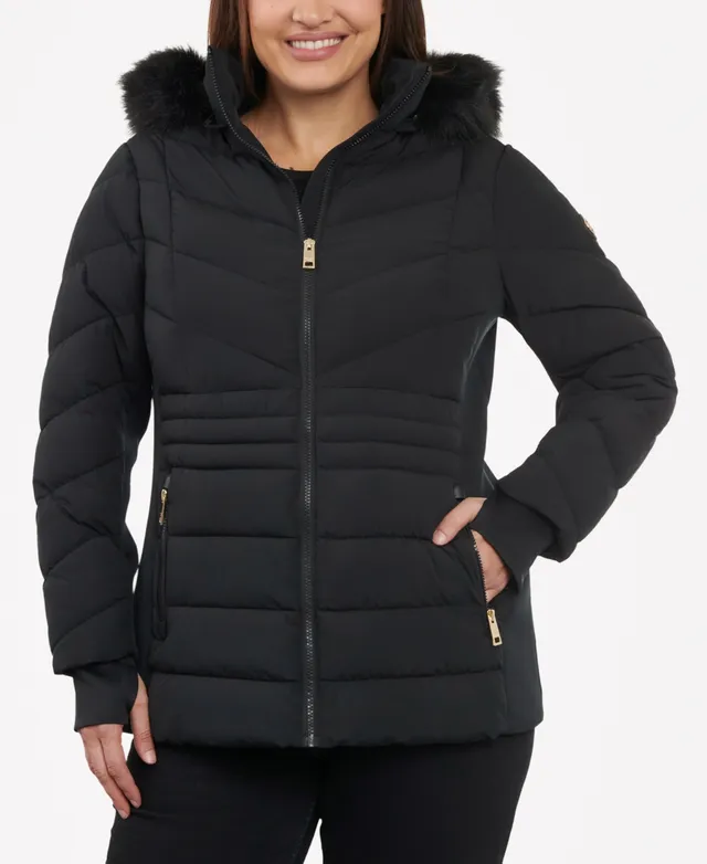 Michael Kors Women's Hooded Faux-Leather-Trim Puffer Coat, Created for  Macy's - Macy's