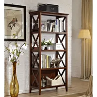 Simplie Fun 4 Tier Bookcases, 67" Bookshelf With Sturdy Solid Frame