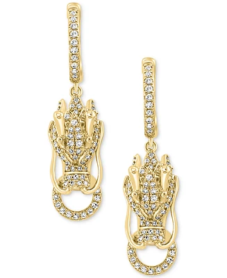 Effy Diamond (5/8 ct. t.w.) & Ruby (1/20 ct. t.w.) Dragon Head Drop Earrings in 14k Gold