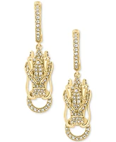 Effy Diamond (5/8 ct. t.w.) & Ruby (1/20 ct. t.w.) Dragon Head Drop Earrings in 14k Gold