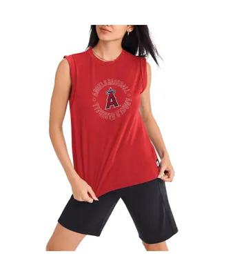 Women's Dkny Sport Red Los Angeles Angels Madison Tri-Blend Tank Top