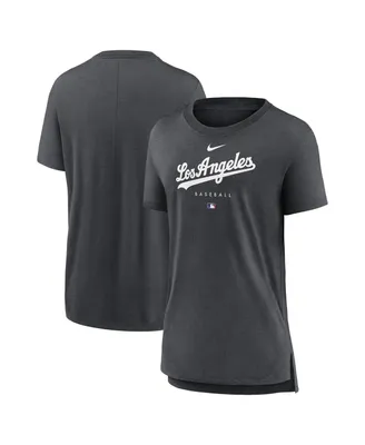 Women's Nike Heather Charcoal Los Angeles Dodgers Authentic Collection Early Work Tri-Blend T-shirt