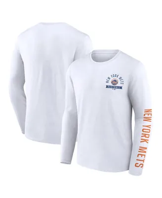 Men's Fanatics White New York Mets Pressbox Long Sleeve T-shirt