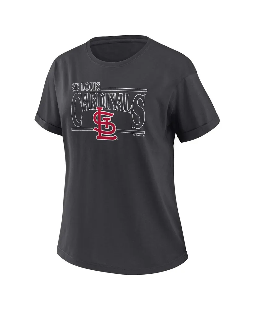 Women's Wear by Erin Andrews Charcoal St. Louis Cardinals Oversized Boyfriend T-shirt